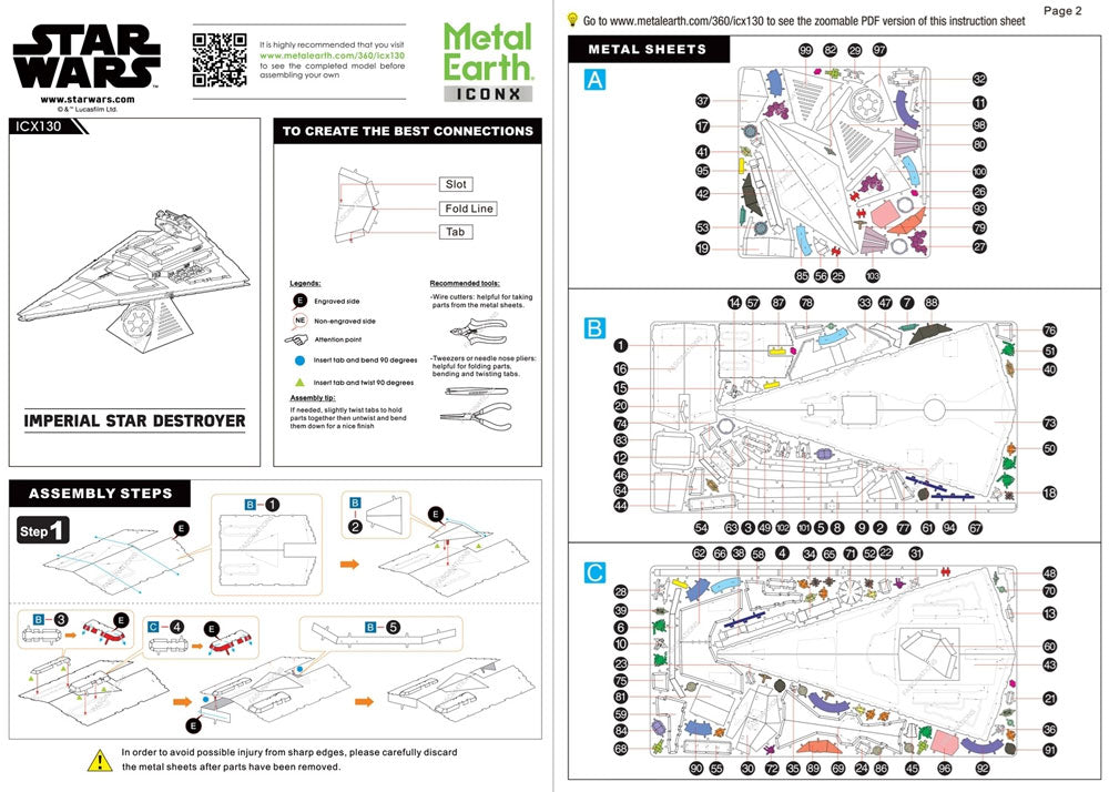 Star Wars Imperial Star Destroyer Metal Earth Iconx Model Kit (Free Shipping)