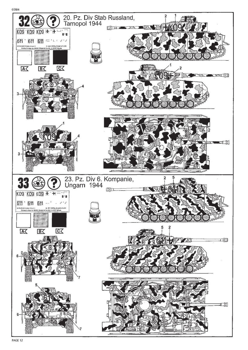 PzKpfw IV Ausf. H 1/72 Scale Model Kit Instructions Page 12