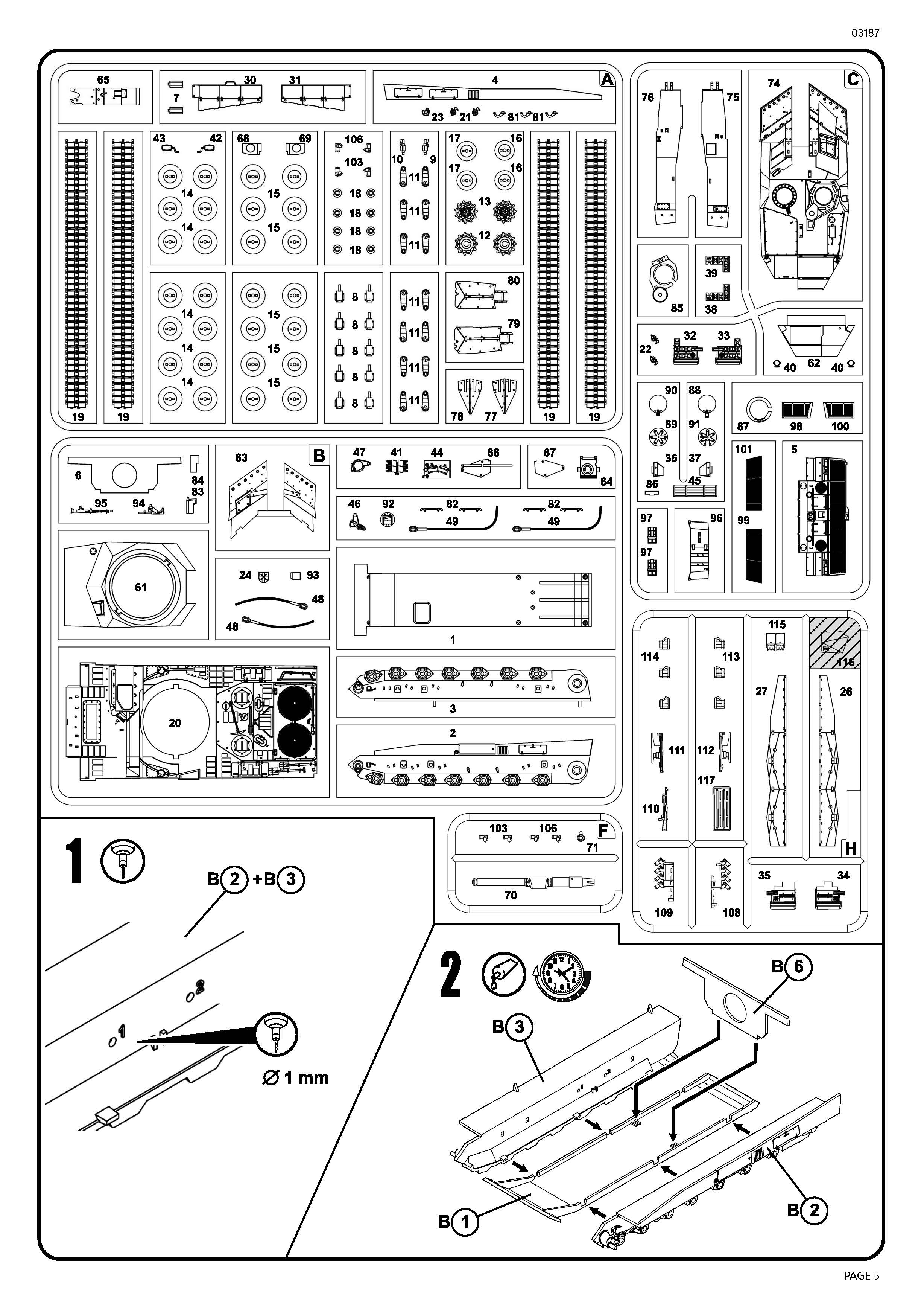 Leopard 2A5/A5NL Main Battle Tank 1/72 Scale Model Kit By Revell Germany Instructions Page 5