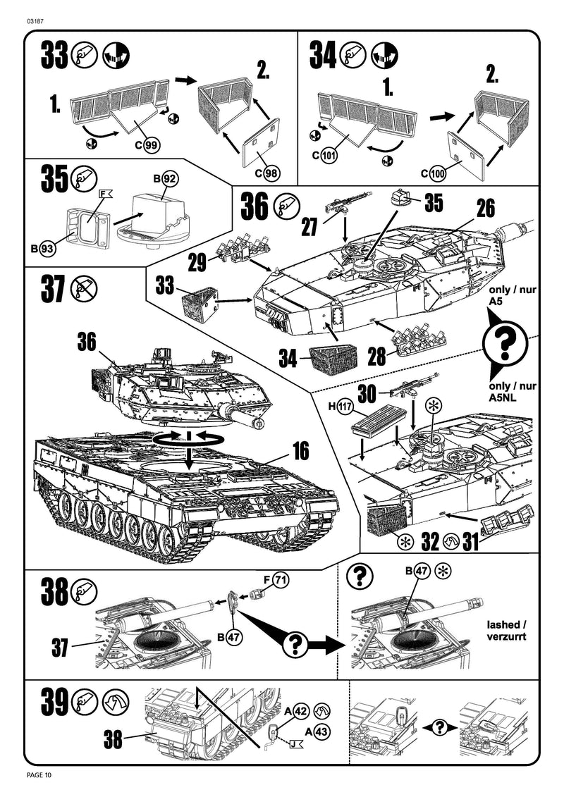 Leopard 2A5/A5NL Main Battle Tank 1/72 Scale Model Kit By Revell Germany Instructions Page 10