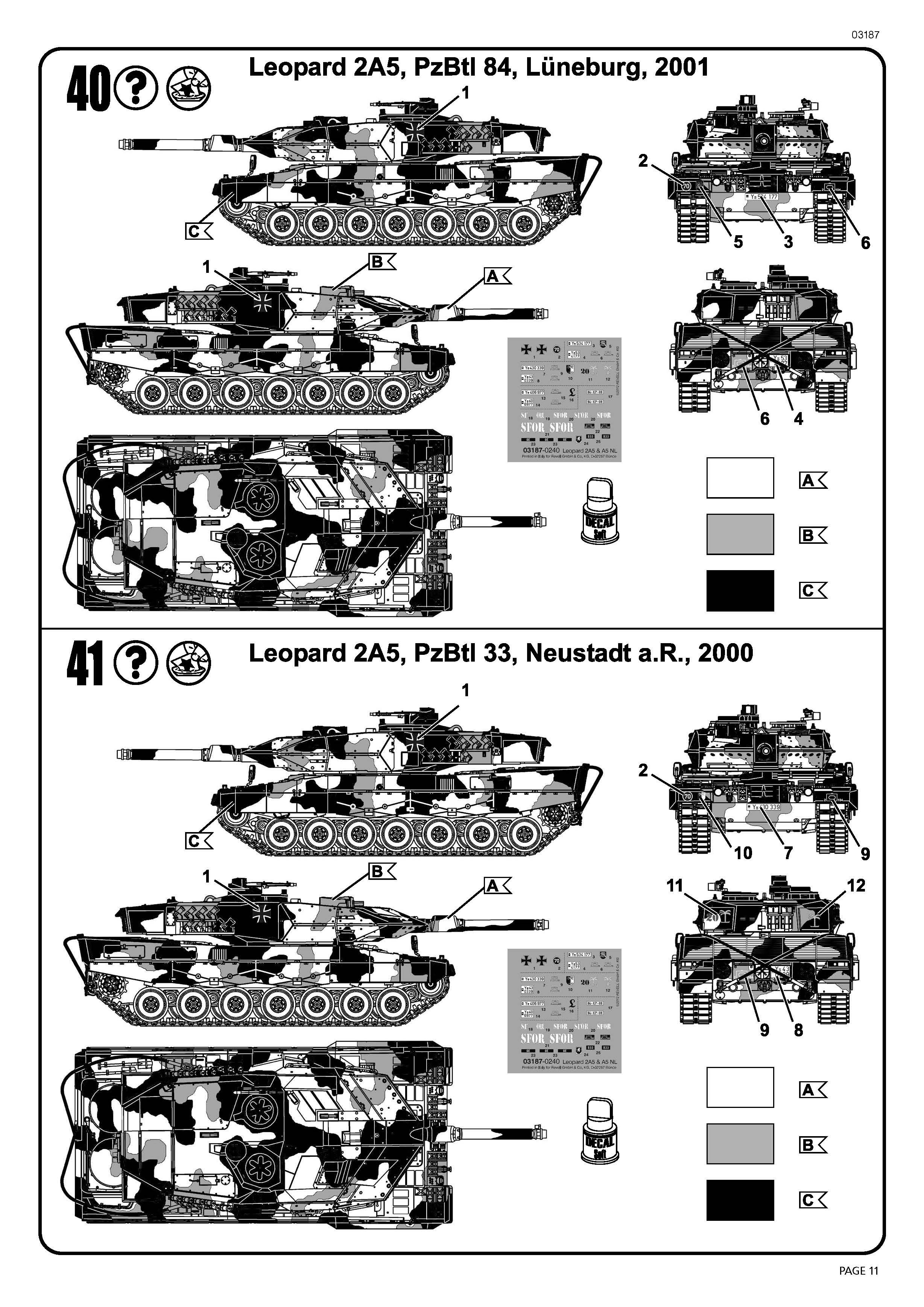 Leopard 2A5/A5NL Main Battle Tank 1/72 Scale Model Kit By Revell Germany Instructions Page 11