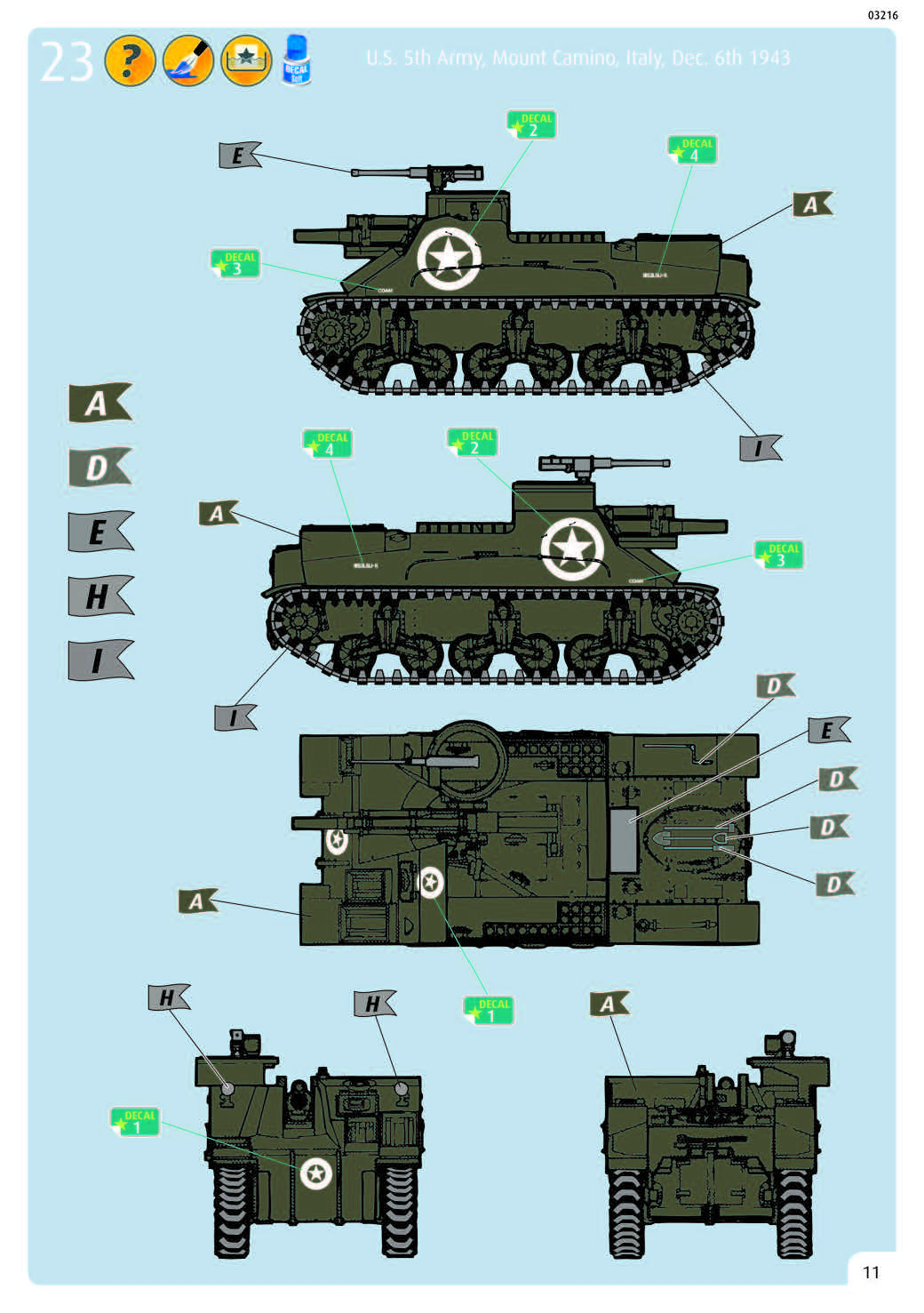 M7 HMC Priest 1/76 Scale Model Kit Instructions Page 11