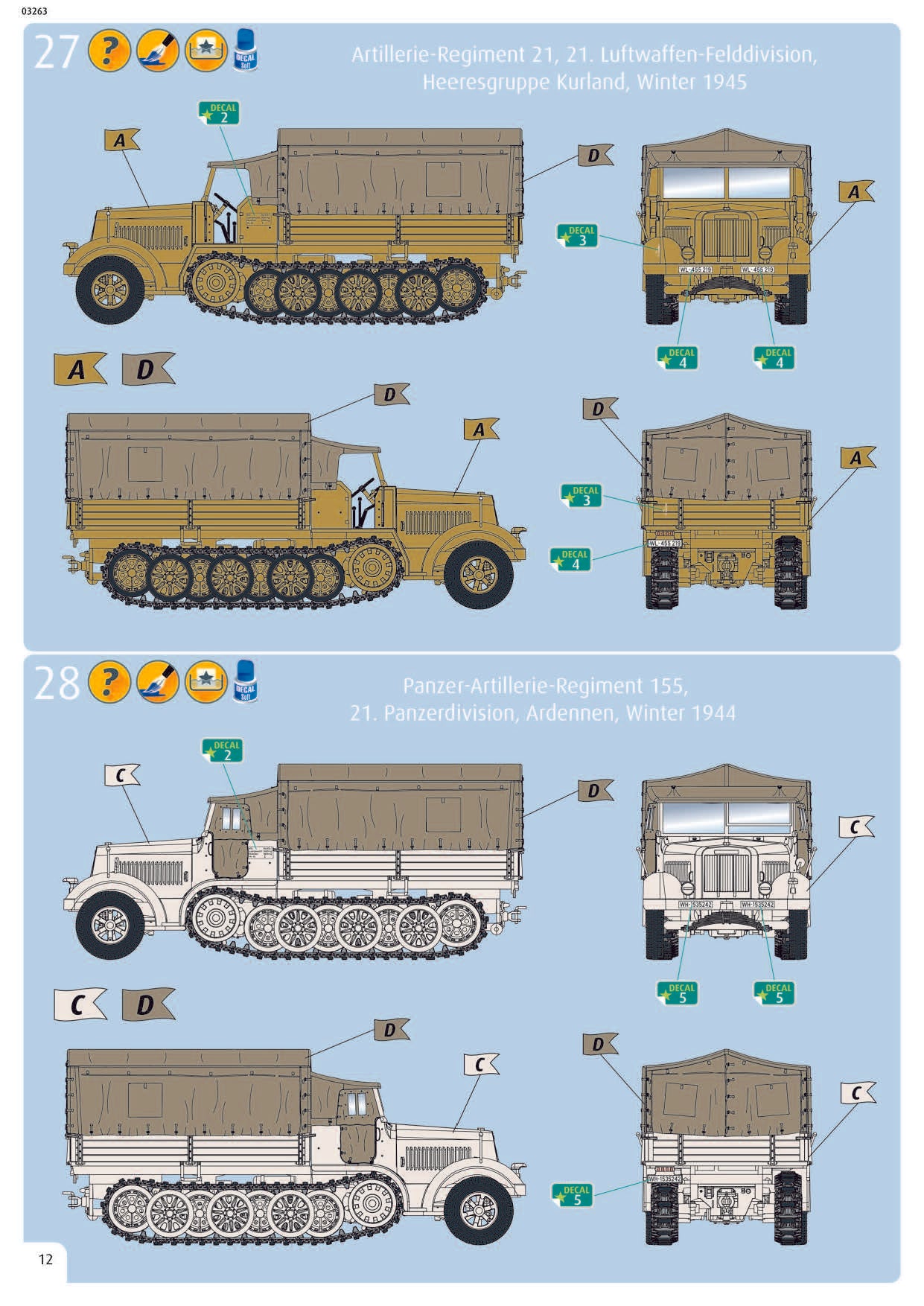 Sd.Kfz.7 German Half-track Late Production 1/72 Scale Model Kit