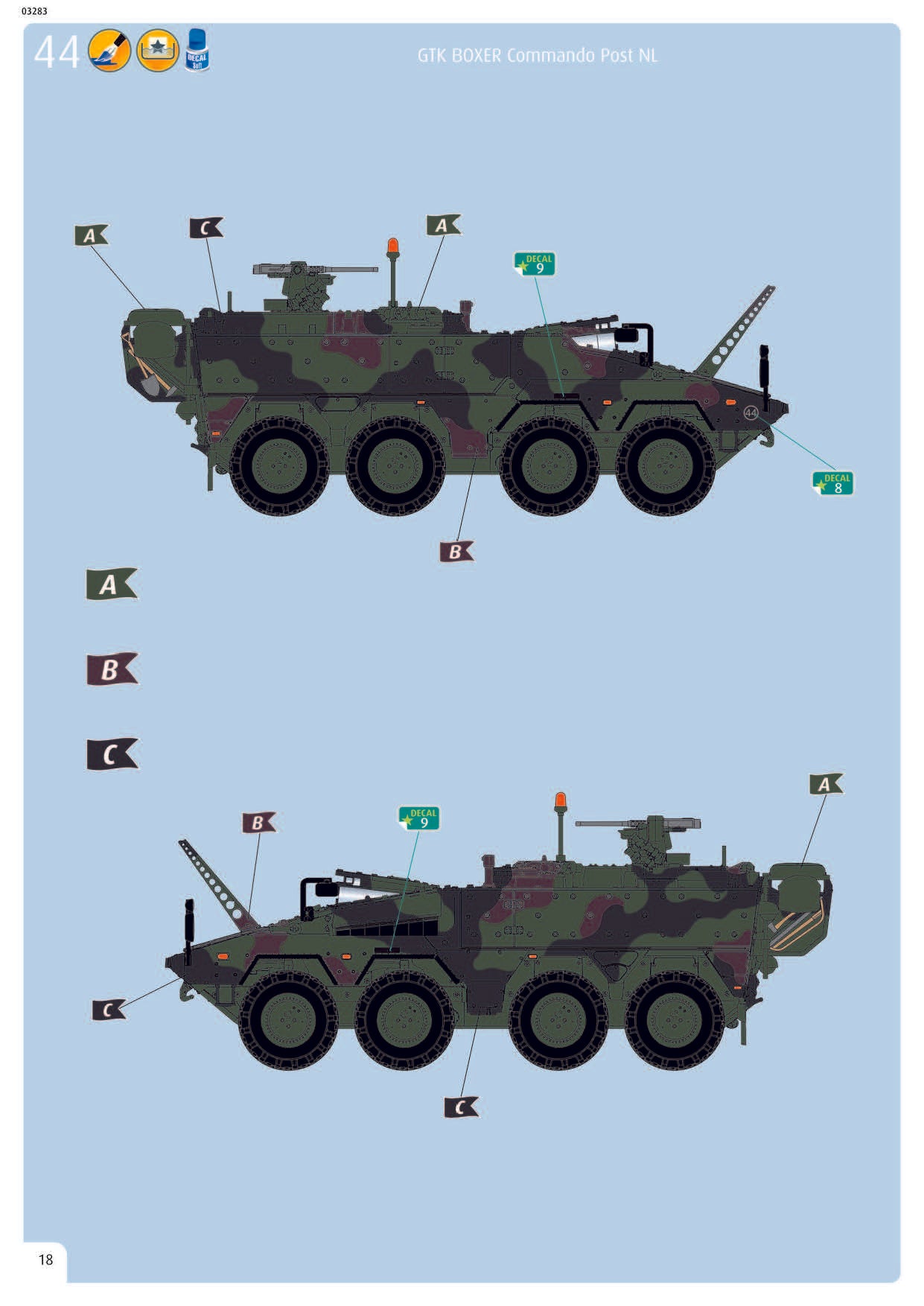 GTK Boxer Command Post NL, 1/72 Scale Model Kit Instructions Page 18