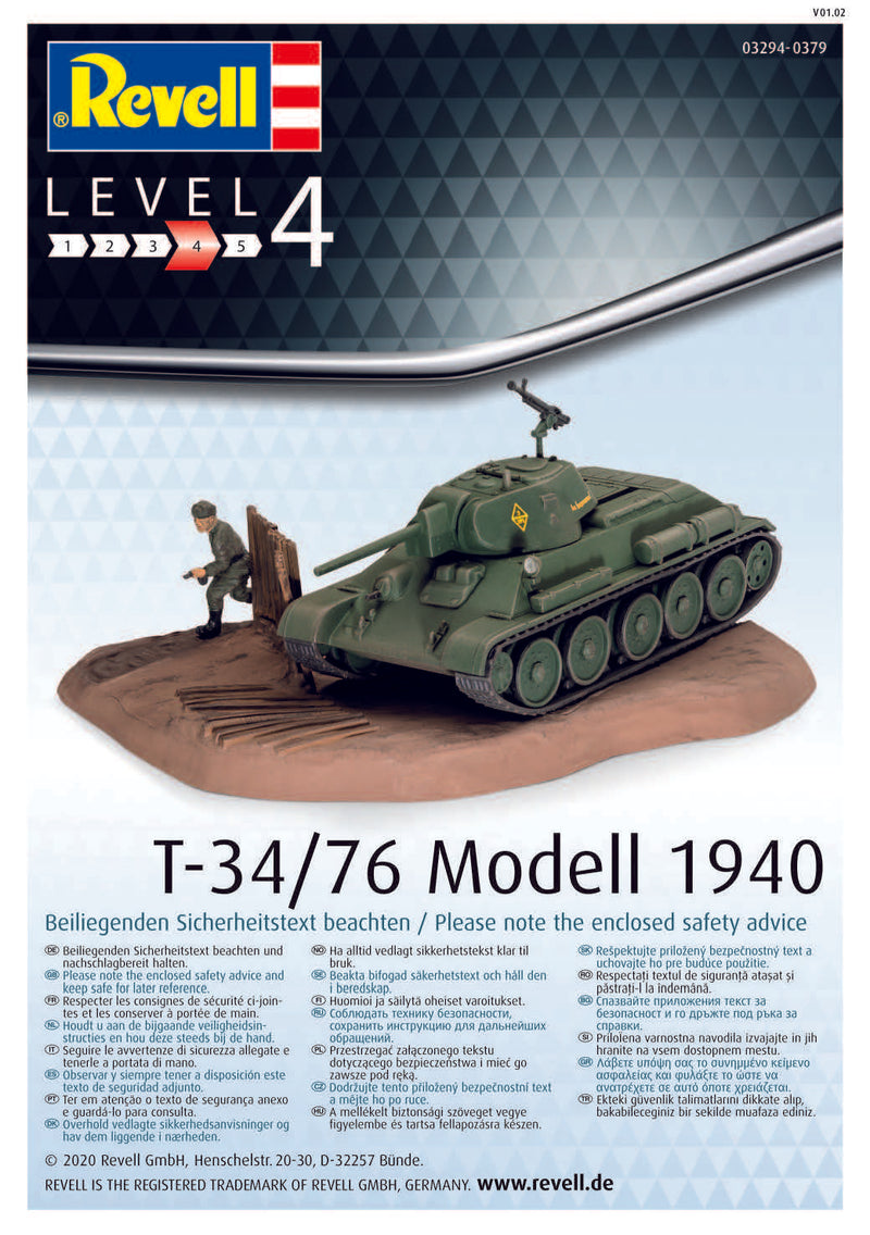 T-34/76 Medium Tank 1940 1/76 Scale Model Kit Instructions Page 1 