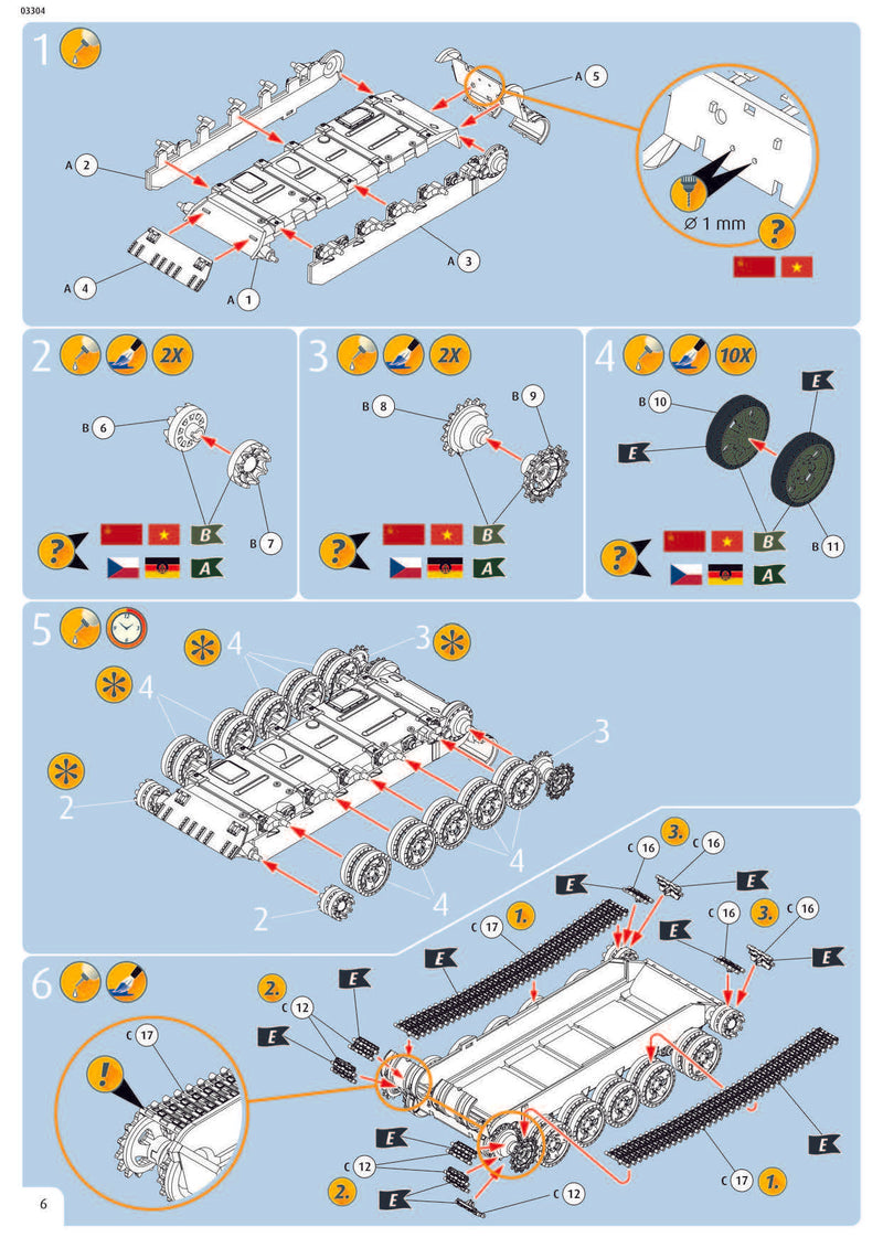 T-55A/AM Main Battle Tank, 1/72 Scale Model Kit Instructions Page 6