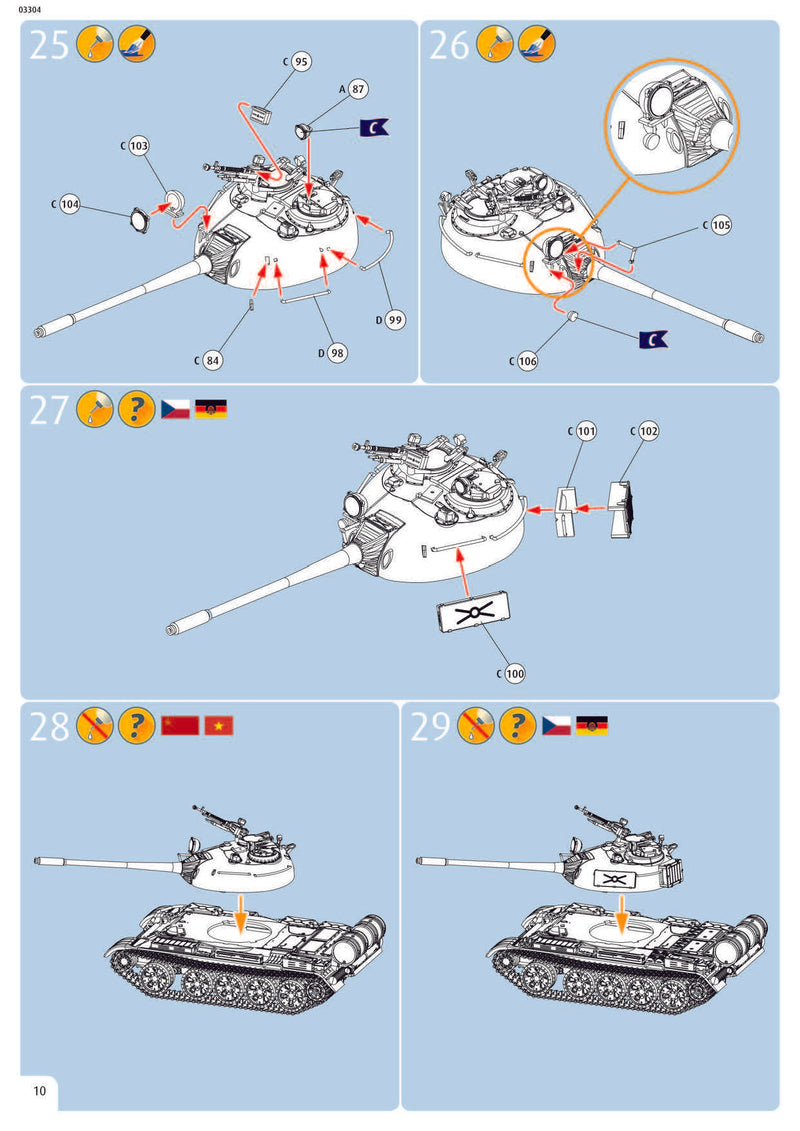 T-55A/AM Main Battle Tank, 1/72 Scale Model Kit Instructions Page 10