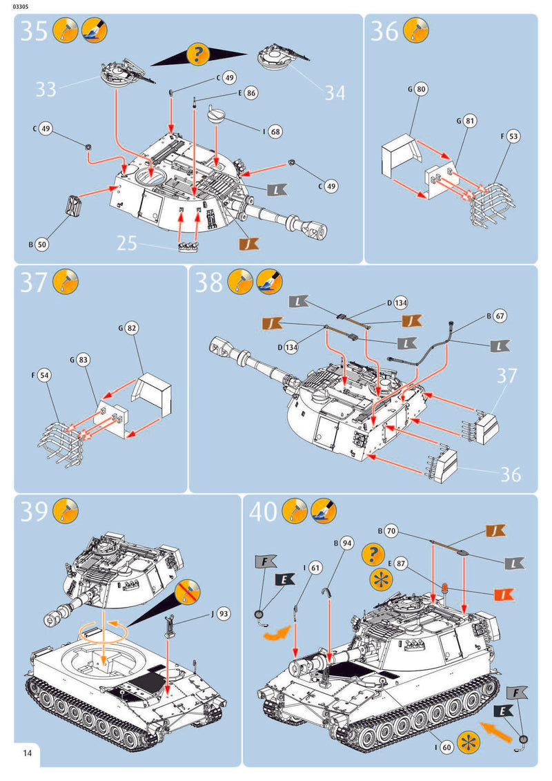 M109 G German Self Propelled Howitzer 1/72 Scale Model Kit Instructions Page 14