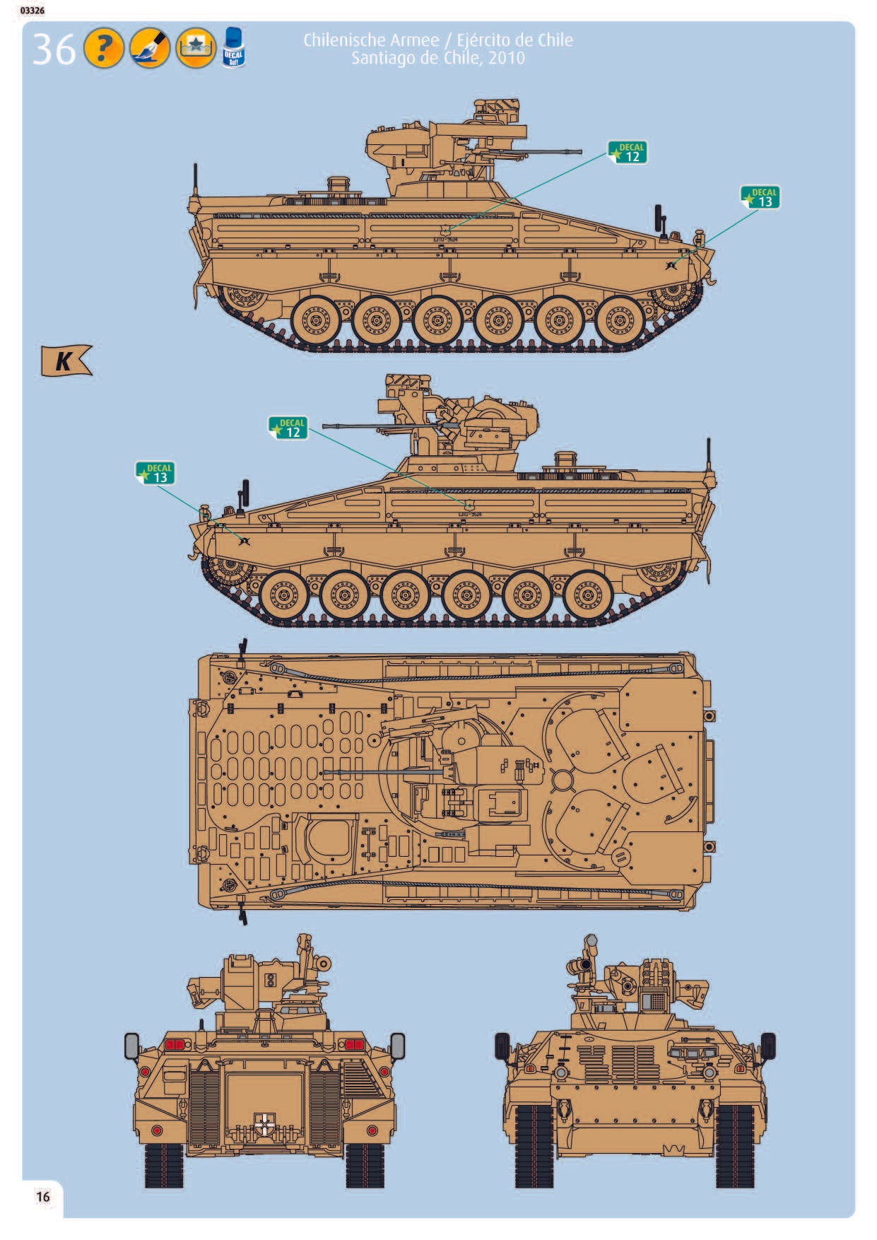 SPz Marder 1A3 Infantry Fighting Vehicle 1/72 Scale Model Kit Instructions Page 16