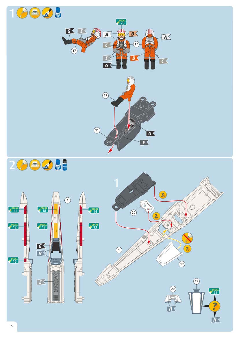 Star Wars X-Wing Fighter 1/112 Scale Model Kit By Revell Germany Instructions Page 6