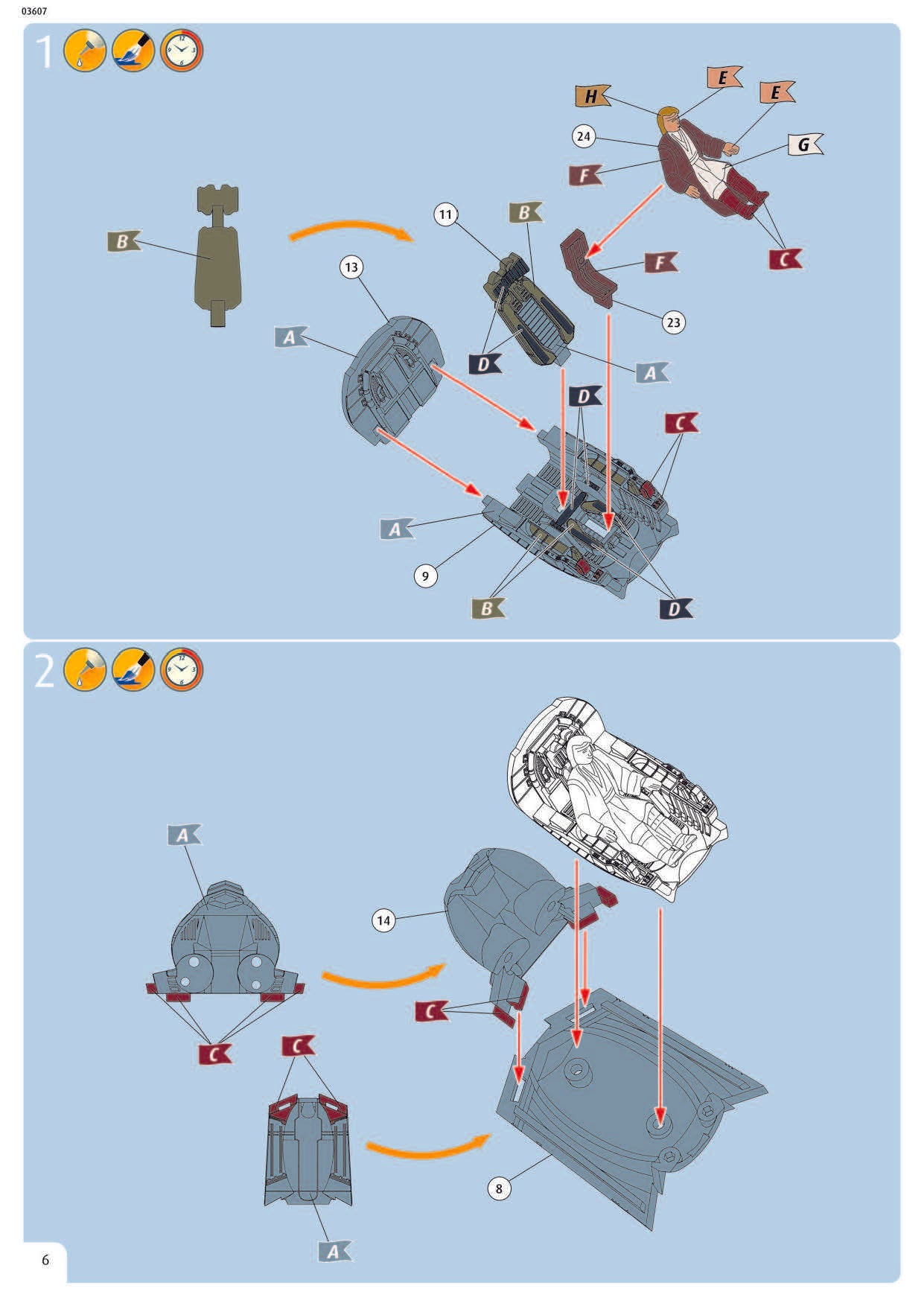 Star Wars Obi-Wan’s Jedi Starfighter 1/58 Scale Model Kit Instructions Page 6