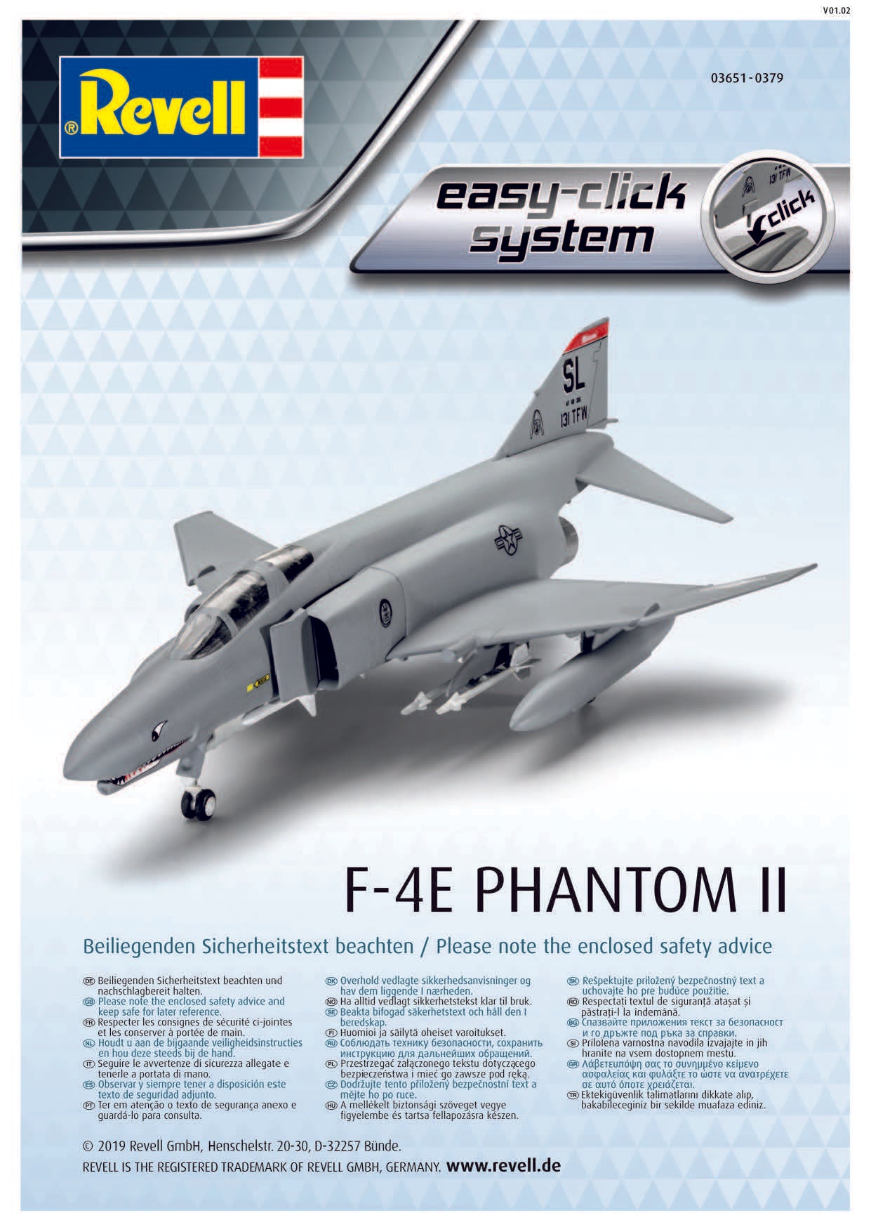 McDonnel Douglas F-4E Phantom 1/72 Scale Easy Click Model Kit Instructions Cover