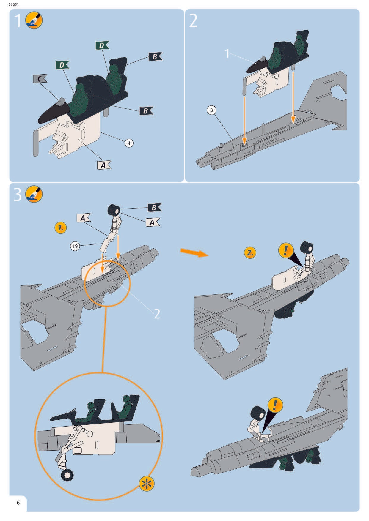 McDonnel Douglas F-4E Phantom 1/72 Scale Easy Click Model Kit Instructions Page 6