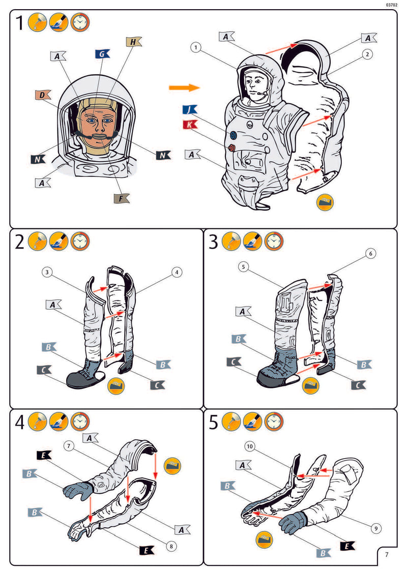 Apollo 11 Astronaut on the Moon, 1/8 Scale Model Kit Instructions Page 7