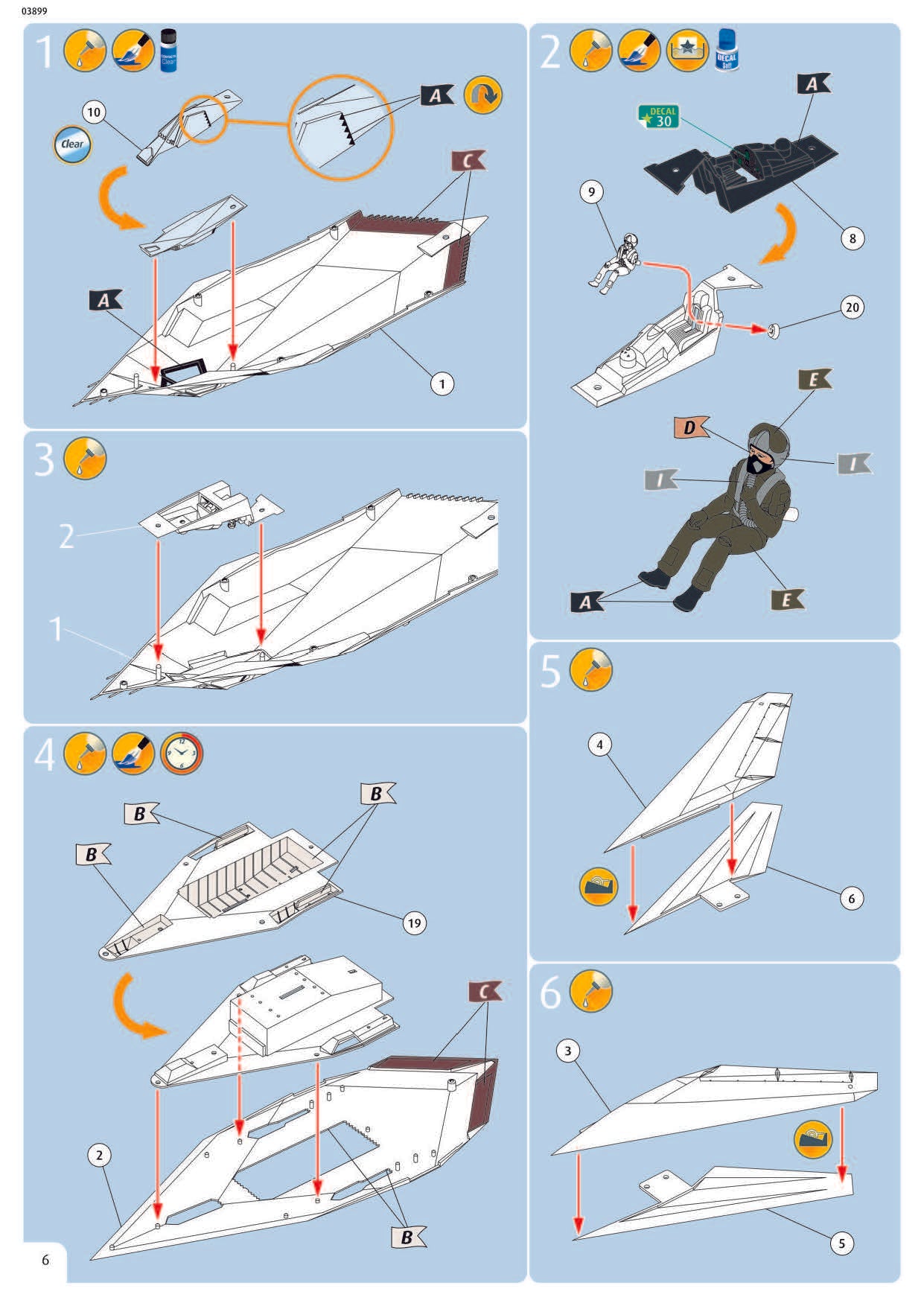 Lockheed Martin F-117A Nighthawk 1/72 Scale Model Kit Instructions Page 6