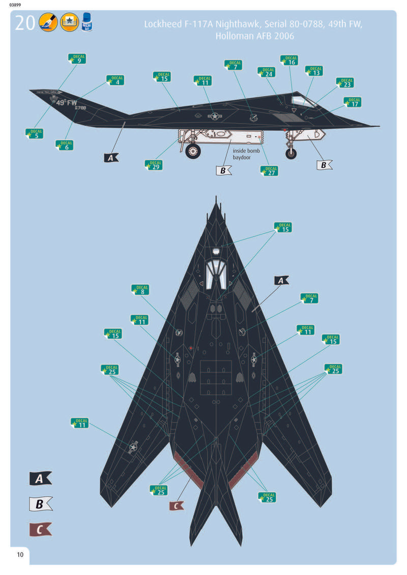 Lockheed Martin F-117A Nighthawk 1/72 Scale Model Kit Instructions Page 10
