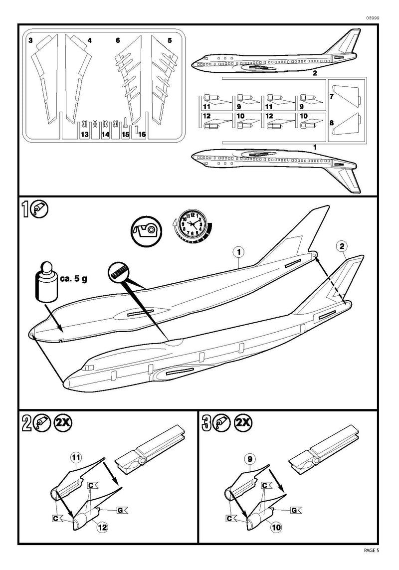 Boeing 747-200 KLM 1/450 Scale Model Kit Instructions Page 5
