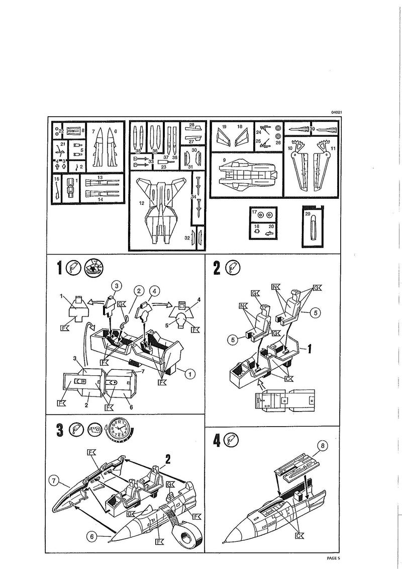 Grumman F-14A Tomcat 1/144 Scale Model Kit Set Instructions Page 8