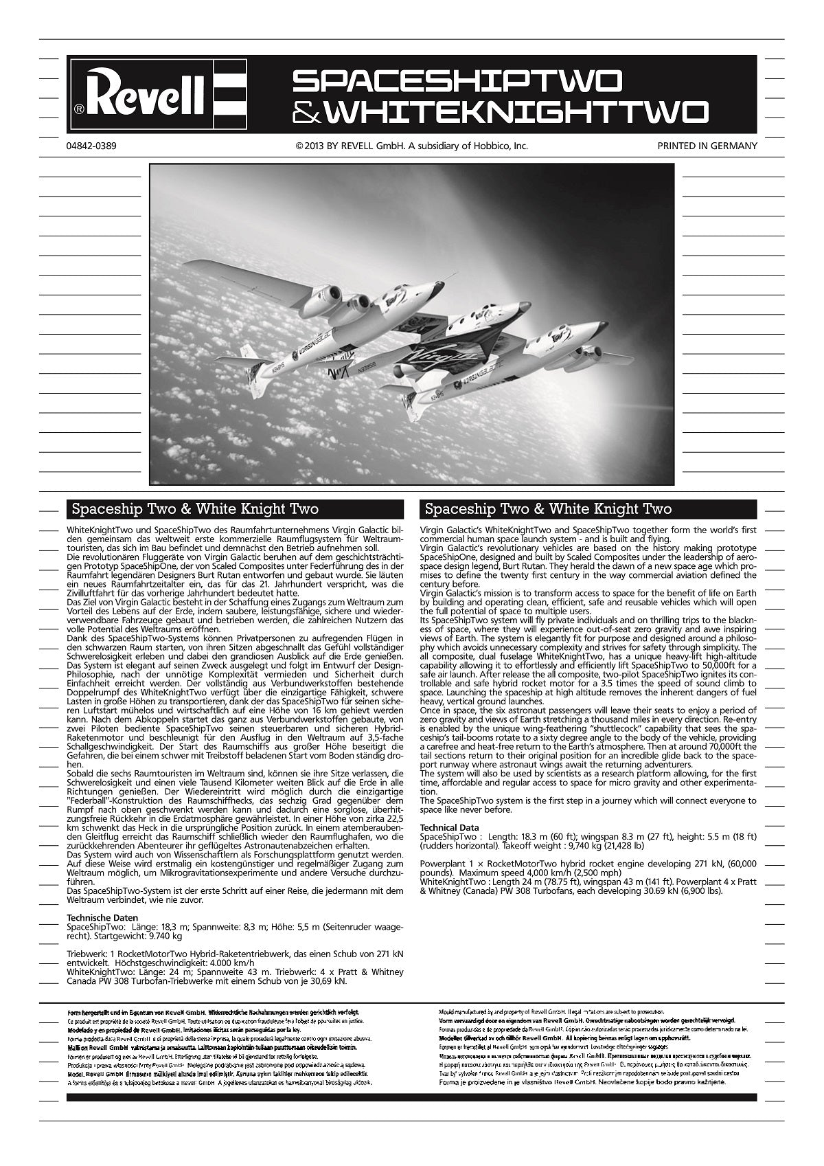 Revell Germany | Virgin Galactic SpaceShipTwo & White Knight Two 1