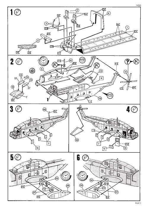 Sikorsky CH-53G Helicopter German Army 1/144  Scale Model Kit Instructions Page 5