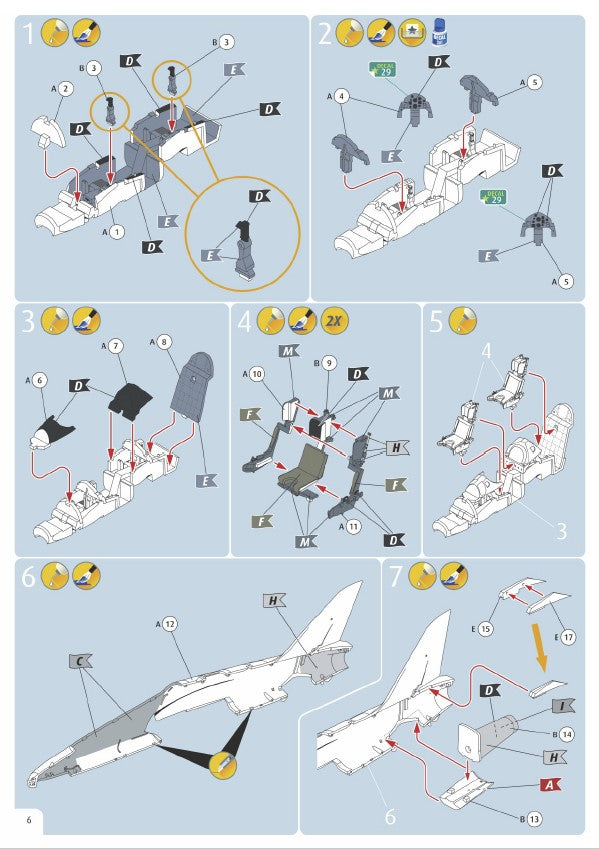 BAe Hawk T.1 Red Arrows 1/72 Scale Model Kit Instructions Page 6