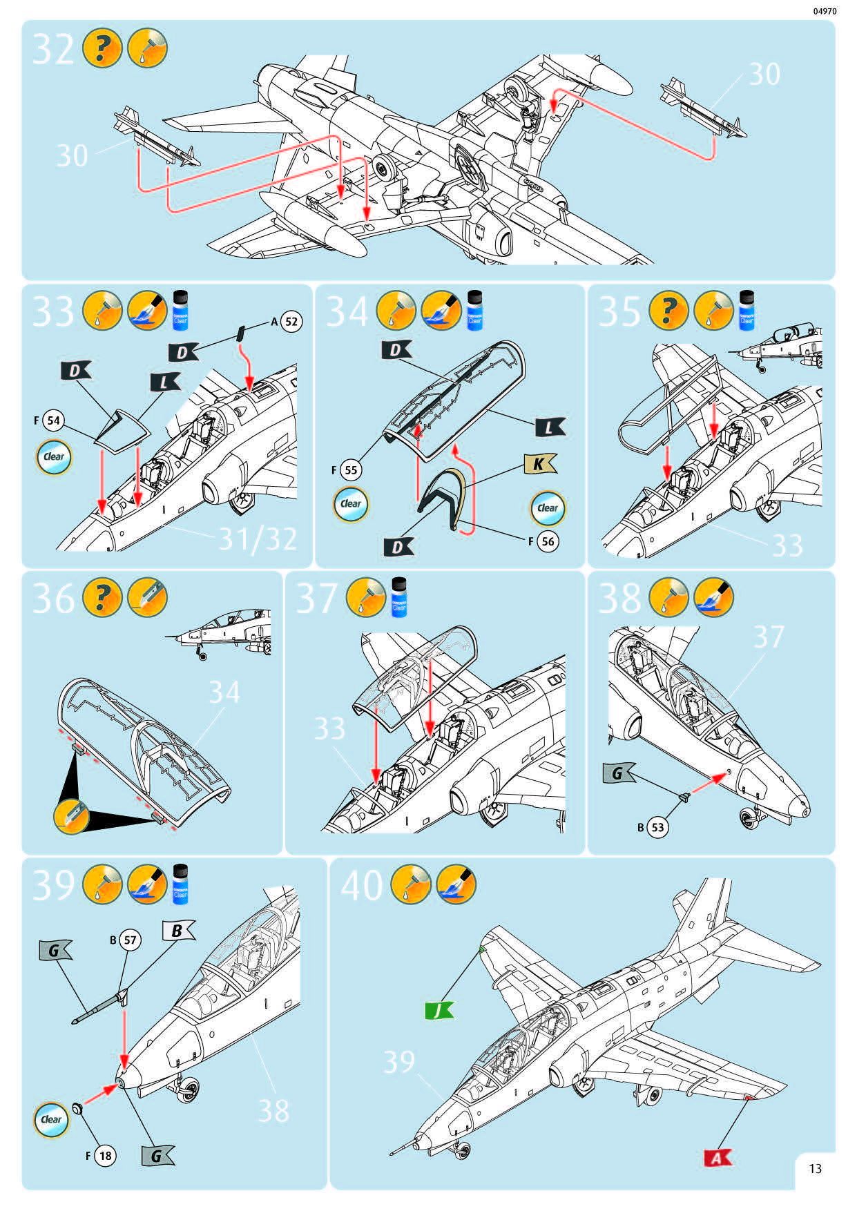 BAe Systems Hawk T.1 Royal Air Force, 1/72 Scale Model Kit Instructions Page 13