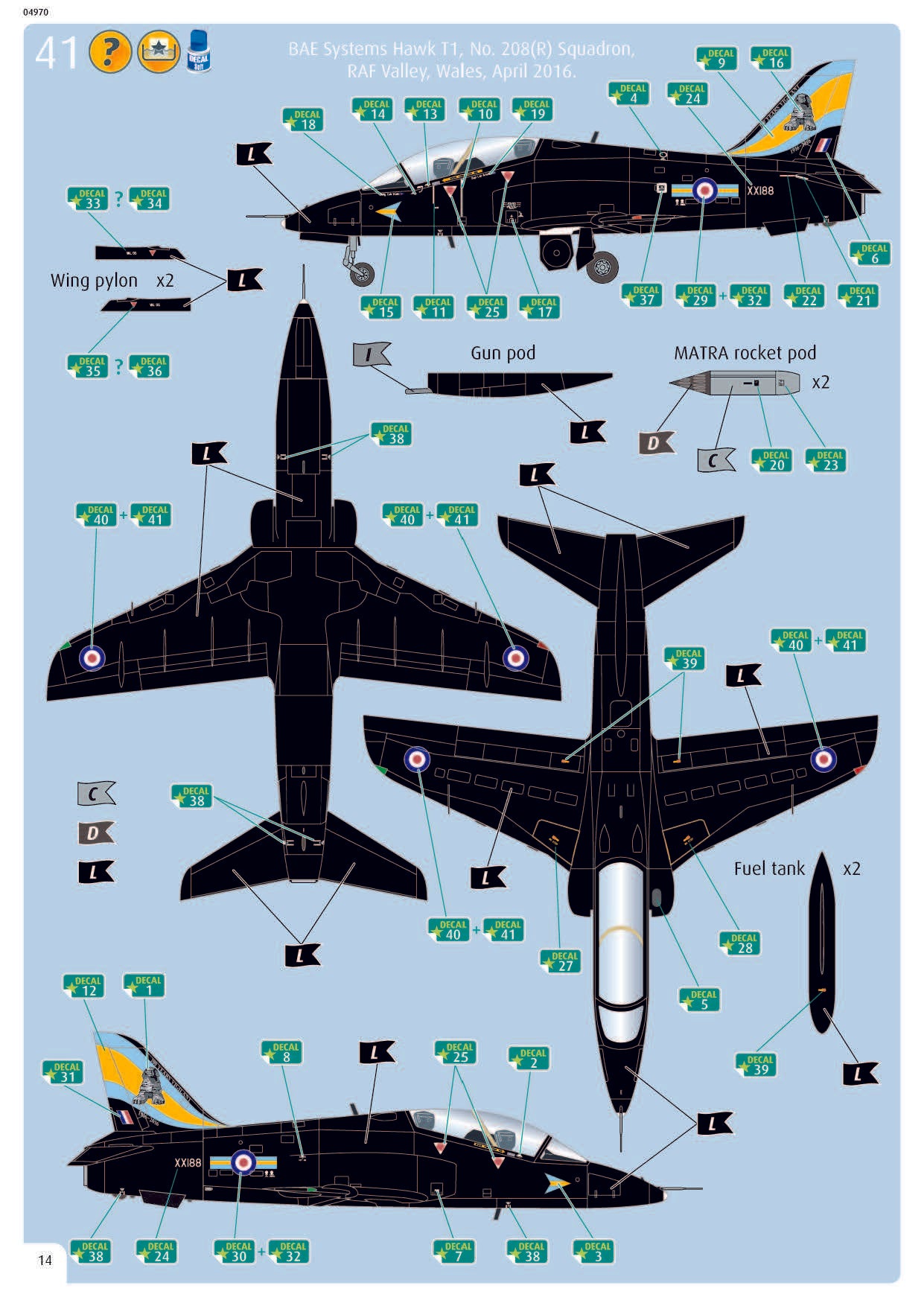 BAe Systems Hawk T.1 Royal Air Force, 1/72 Scale Model Kit Instructions Page 14