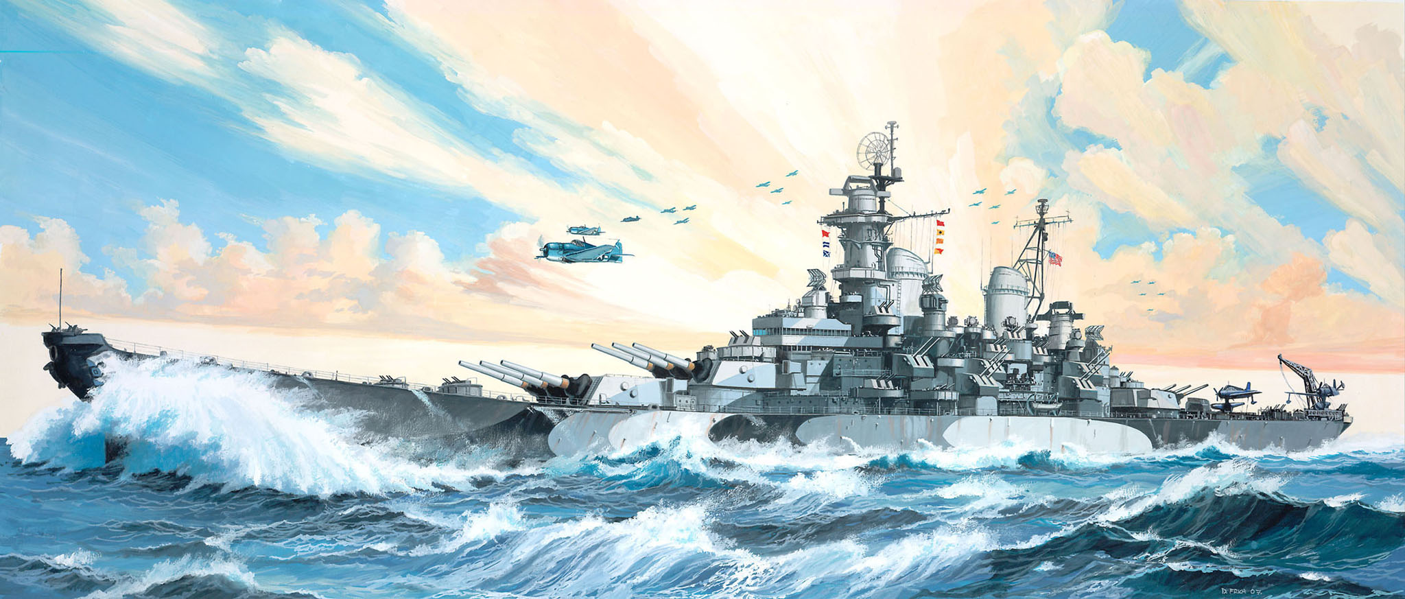 USS Missouri Battleship WWII, 1/535 Scale Model Kit Box Art