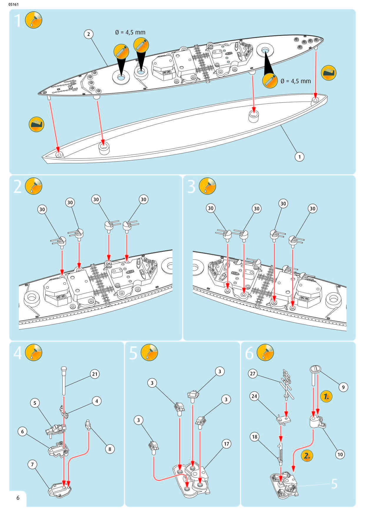 HMS King George V 1/1200 Scale Model Kit Instructions Page 6