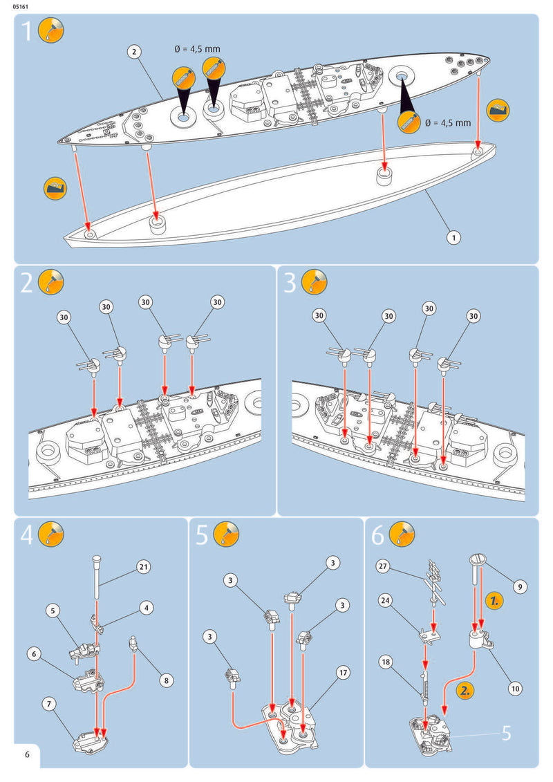 HMS King George V 1/1200 Scale Model Kit Instructions Page 6
