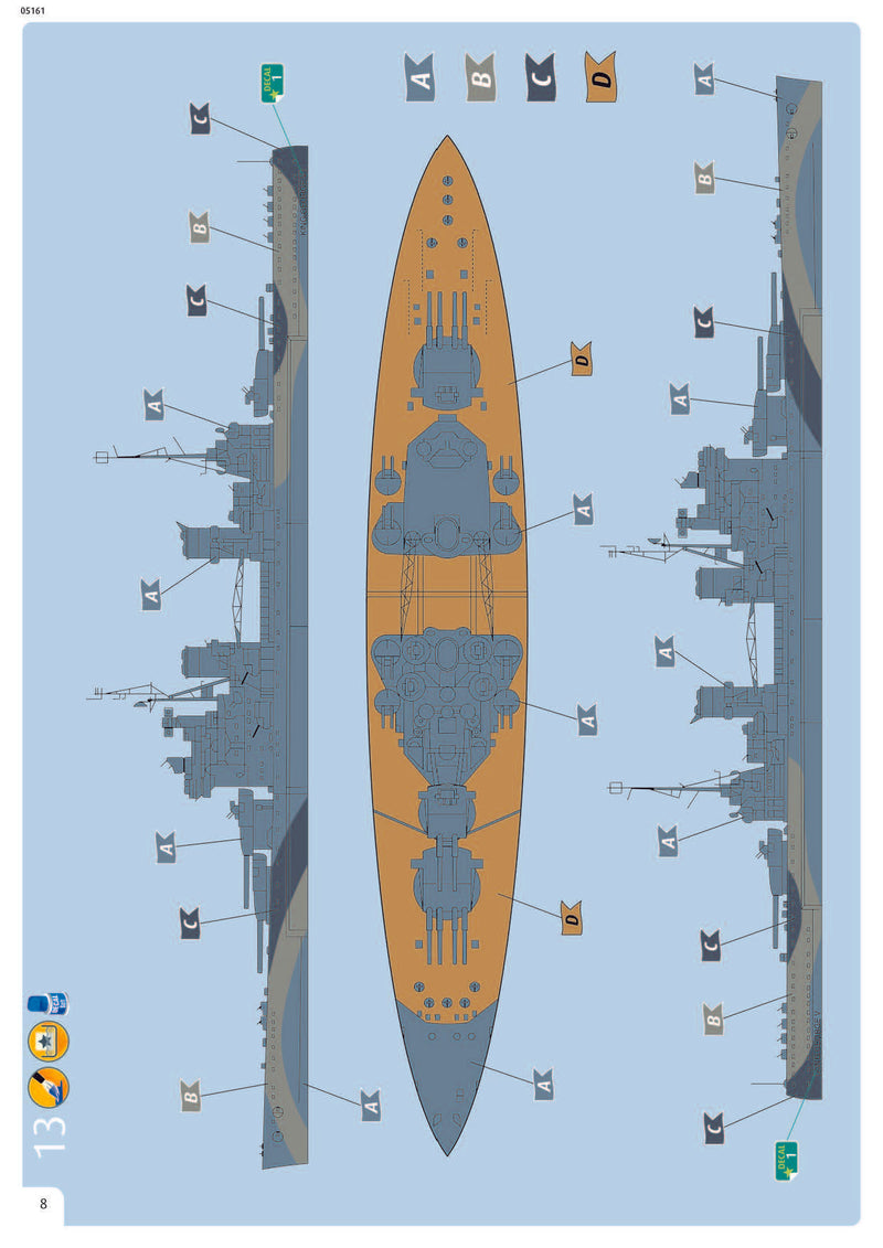 HMS King George V 1/1200 Scale Model Kit Instructions Page 8