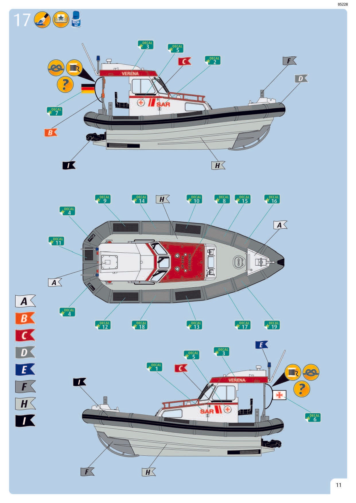 Search And Rescue Daughter Boat Verena 1/72 Scale Model Kit Instructions Page 11