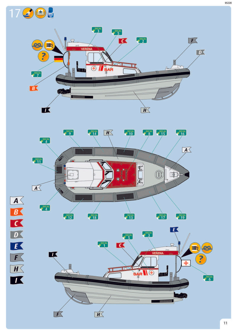 Search And Rescue Daughter Boat Verena 1/72 Scale Model Kit Instructions Page 11