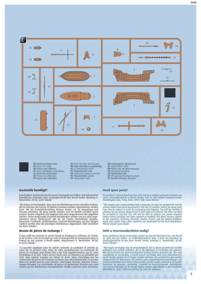 Santa Maria 1/350 Scale Easy Click Model Kit Instructions Page 5