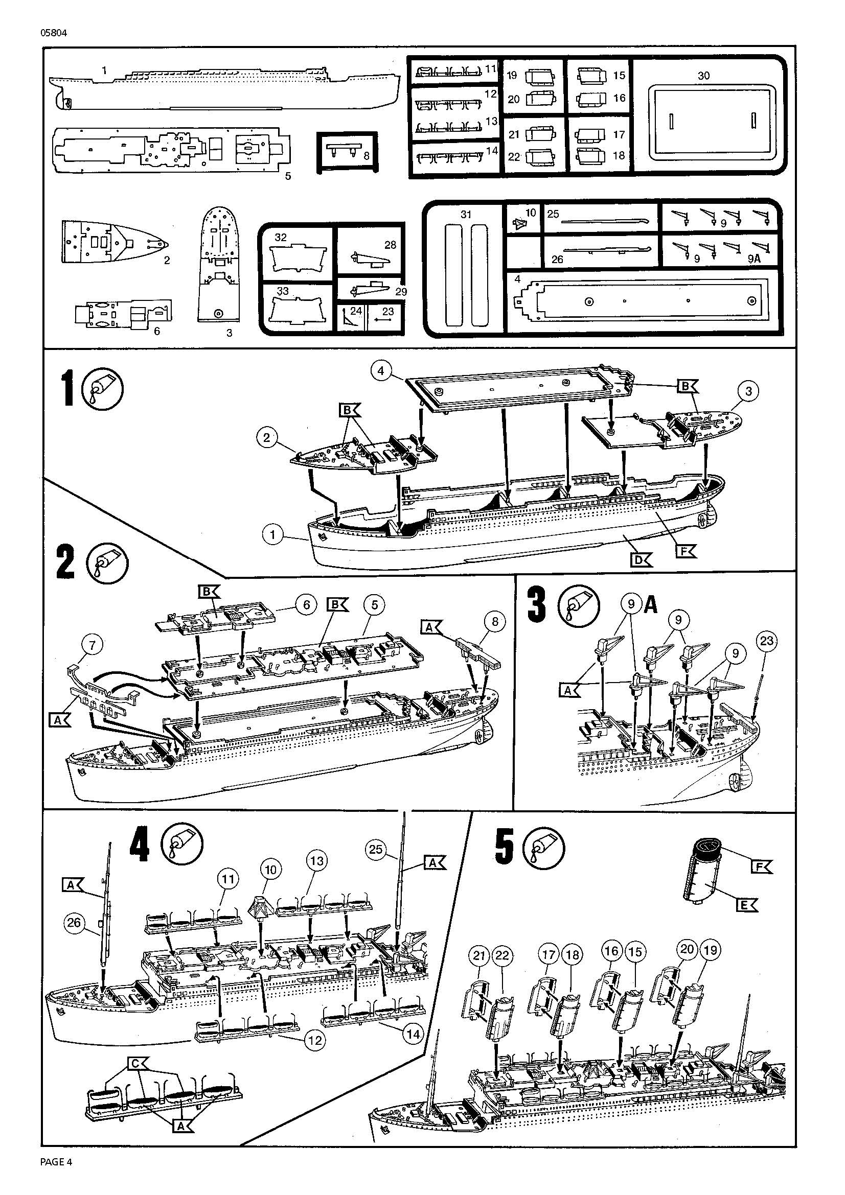 RMS Titanic 1/1200 Scale Model Kit Instructions Page 4