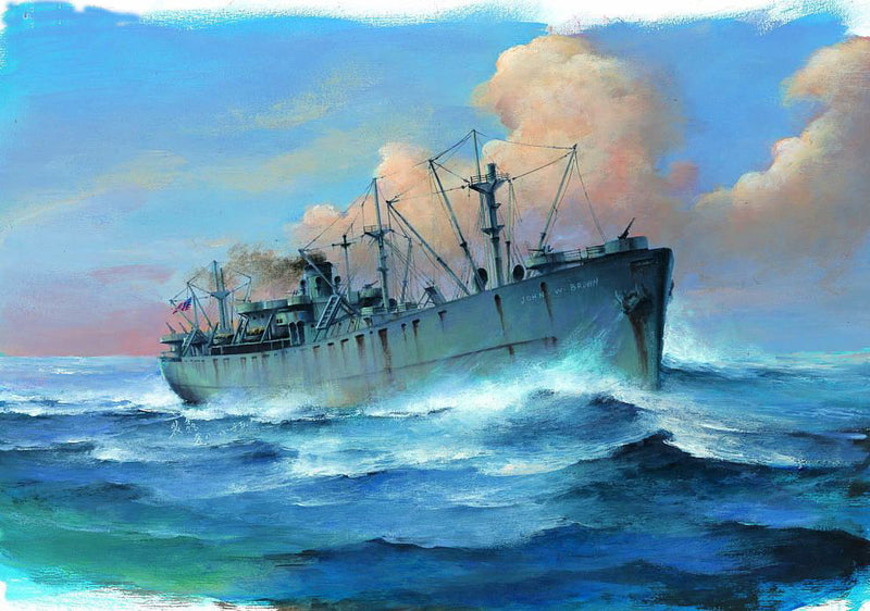 SS John W Brown WWII Liberty Ship, 1:700 Scale Model Kit Box Art