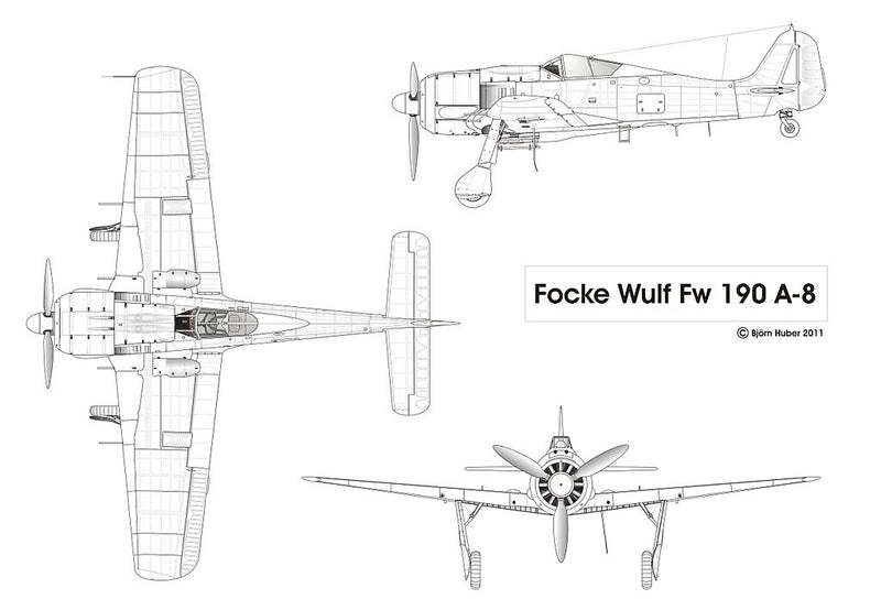 Focke-Wulf  Fw 190 A-8  1944 1:72 Scale Model By Oxford Diecast Schematic