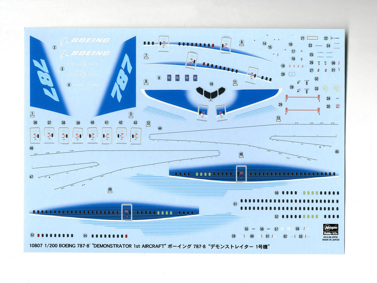 Boeing 787-8 Demonstrator 1st Aircraft 1/200 Scale Model Kit By Hasegawa Decals