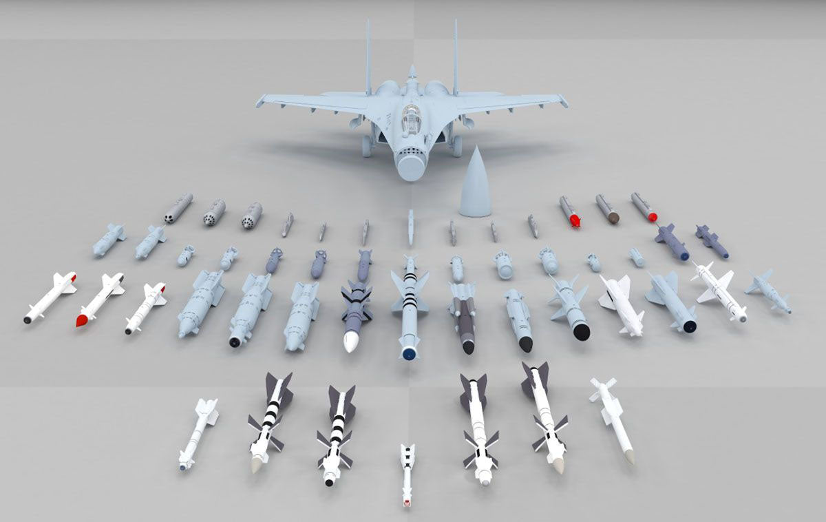 Sukhoi Su-35 Flanker E, 1:48 Scale Model Kit By Kitty Hawk Weapons Options