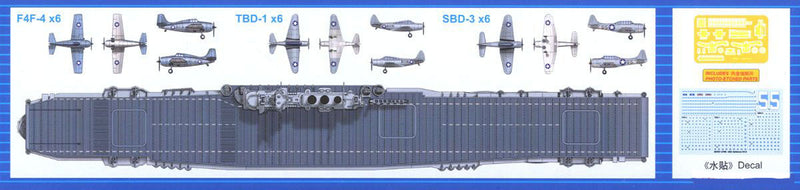 USS Yorktown Aircraft Carrier CV-5,1:700 Scale Model Kit Side Of Box