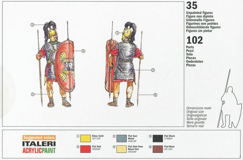 Roman Infantry 1st – 2nd Century B.C., 1/72 Scale Plastic Figures Back Of Box