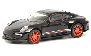Porsche 911 R (991) (Black w/ Red Rims) 1:87 (HO) Scale Diecast Model