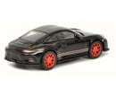 Porsche 911 R (991) (Black w/ Red Rims) 1:87 (HO) Scale Diecast Model Right Rear Side View