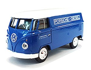 Volkswagen Type 2 T1 Panel Bus Porsche Diesel (Blue w/ White Top) 1:64 Scale