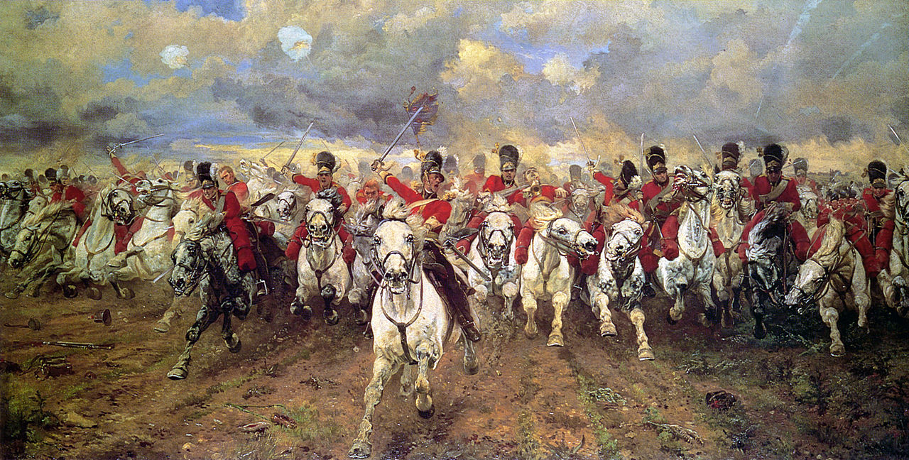 Scotland Forever! by Elizabeth Lady Butler. Lady Butler's depiction of the Scots Greys famous charge at the Battle of Waterloo.