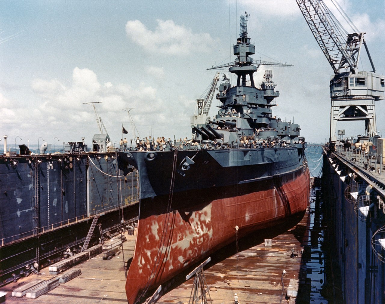 US Navy Battleship USS Pennsylvania BB-38 Drydocked 1944