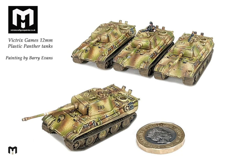 PzKpfw V Panther Ausf. G Tank, 1:144 (12 mm) Scale Model Plastic Kit Painted 