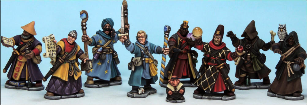 Frostgrave Wizards, 28 mm Scale Model Plastic Figures Painted Example #2