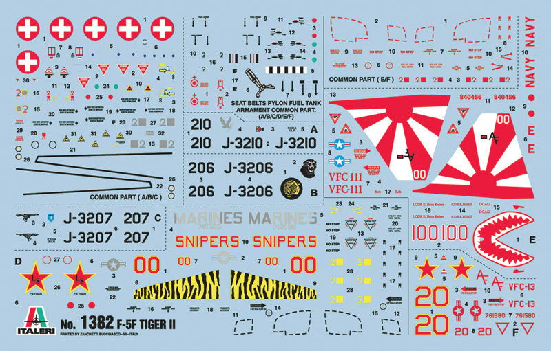 Northrop Grumman F-5F Tiger II 1/72 Scale Model Kit Decals