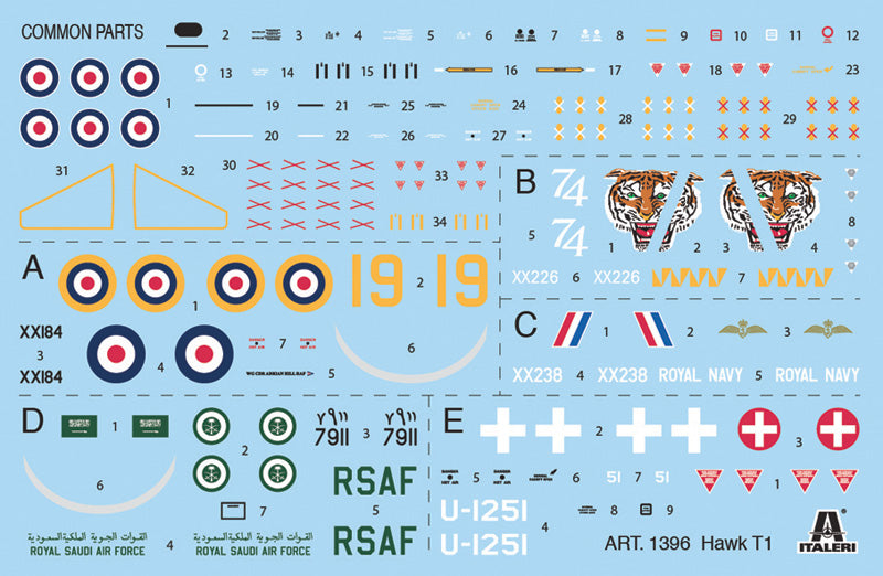 Hawker Siddeley Hawk T1, 1/72 Scale Plastic Model Kit Decals